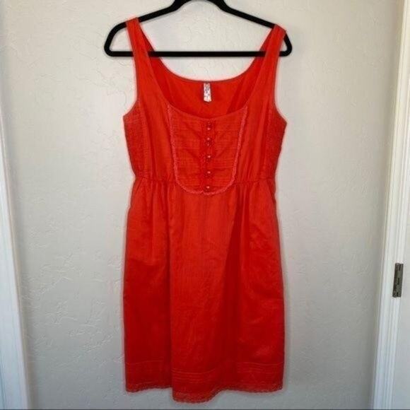 Maeve Anthropologie Oratory Lace Trim Bib Dress Medium - Picture 9 of 9